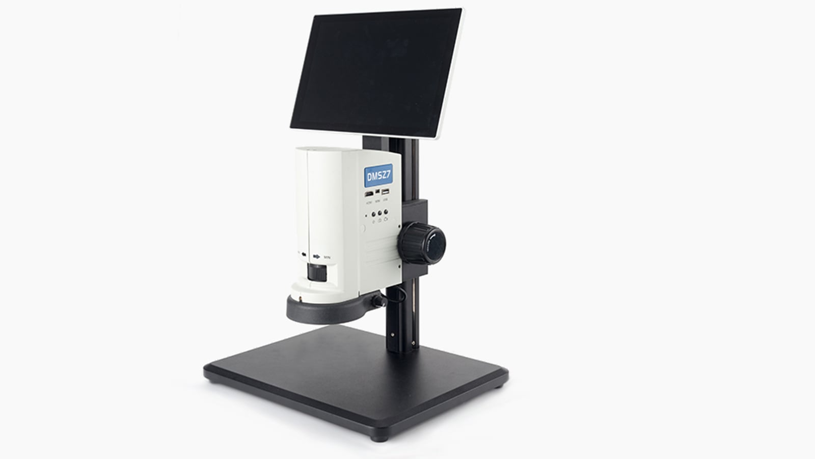 0.7X-5X Zoom Inspection Microscope w/ LED Ring Light on Table Stand + HDMI Camera